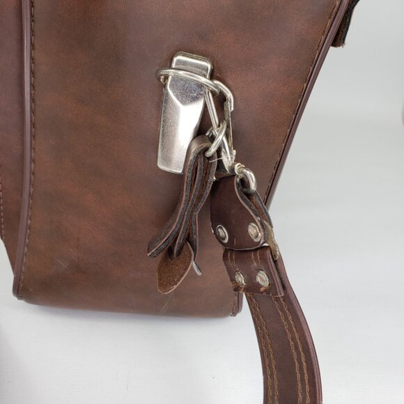 Vintage Brown Leather Hard Side Zipper Drop Front Camera Bag Case 14"X 10"X 7" - Picture 5 of 16